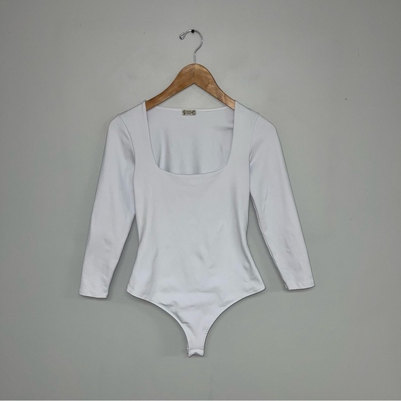 Intimately Free People Bodysuit Size XS Ivory Long Sleeves "Truth or Square" - Picture 2 of 16